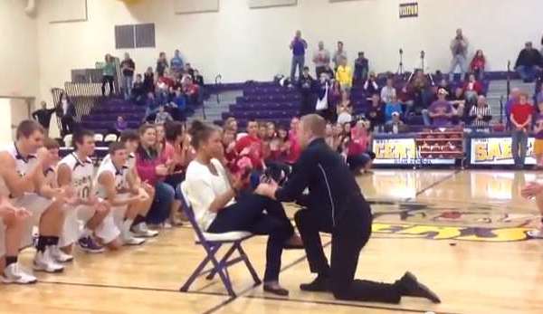 Coach Barnhart asking his girlfriend to marry him!