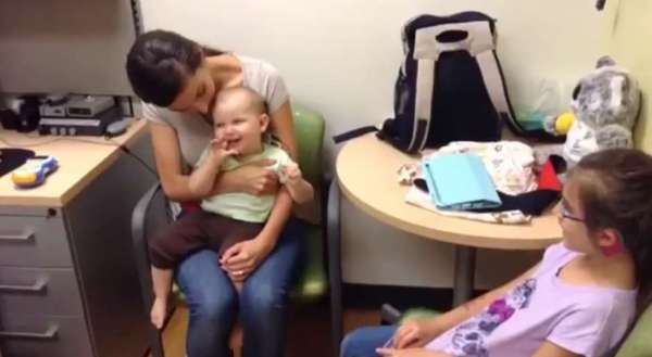 Baby's Sweet Reaction to Hearing Parents for the First Time