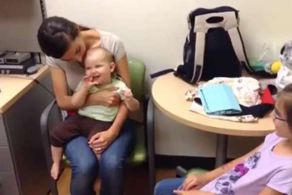 Baby's Sweet Reaction to Hearing Parents for the First Time