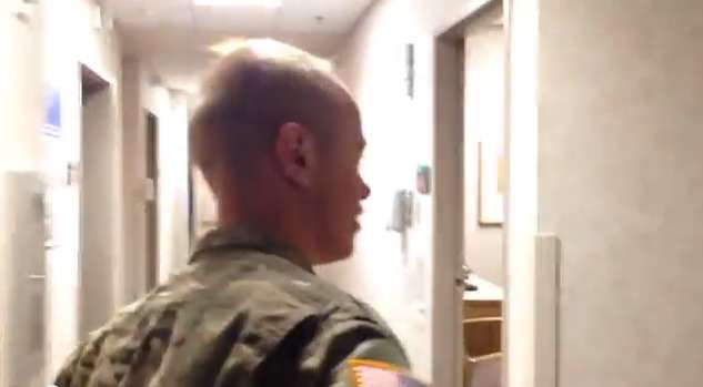 Dad breaks down when son returns home early from Afghanistan