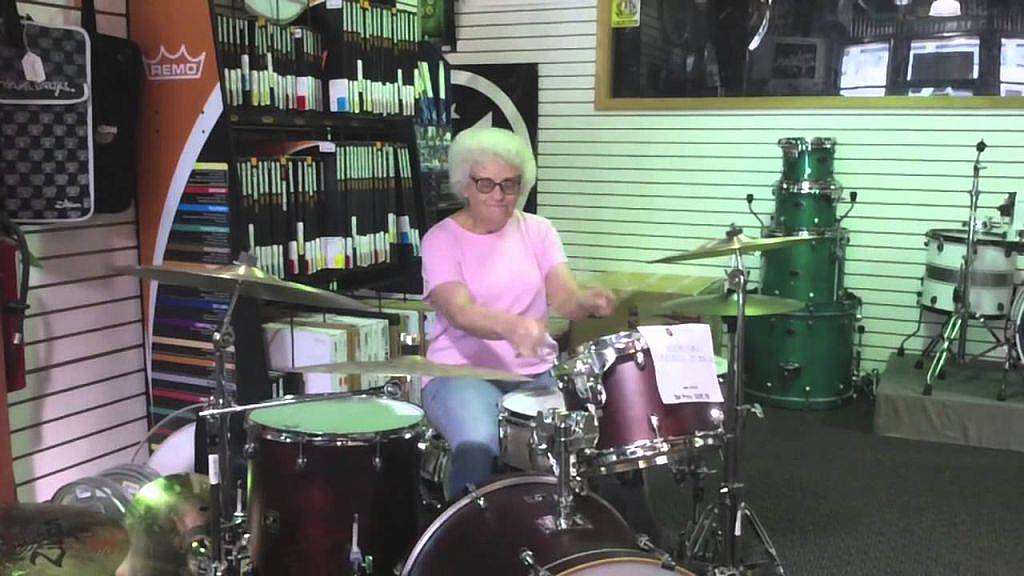grandma plays drums