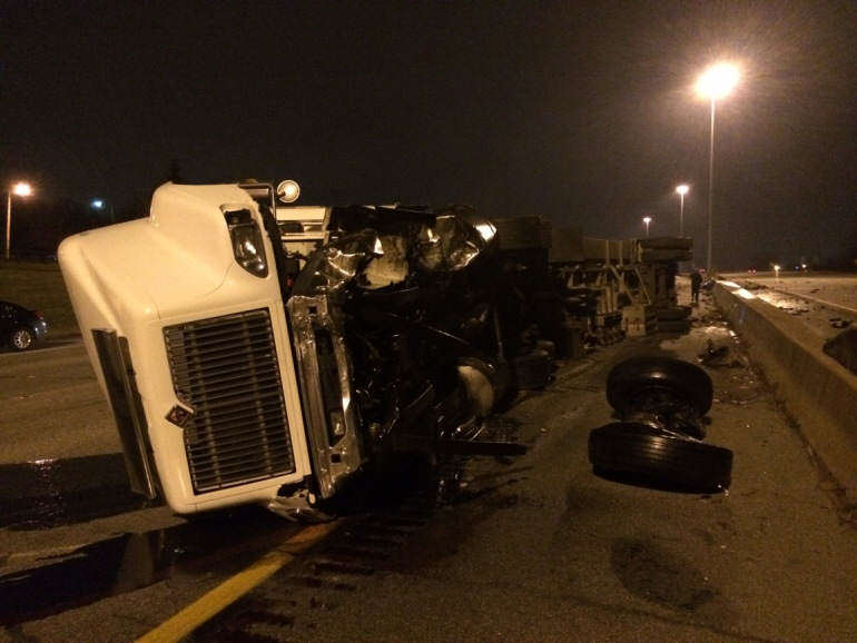 tanker overturns