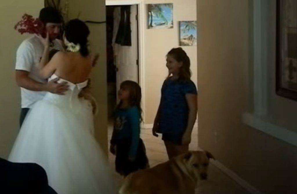 wife surprises husband