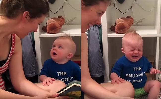 baby hates it when the story book ends