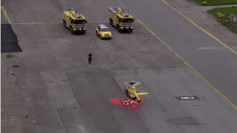 firefighter proposes to helicopter pilot