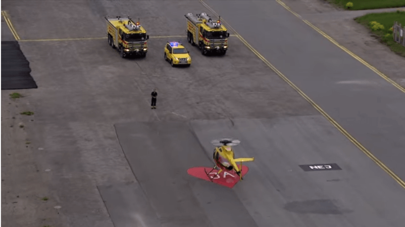 firefighter proposes to helicopter pilot