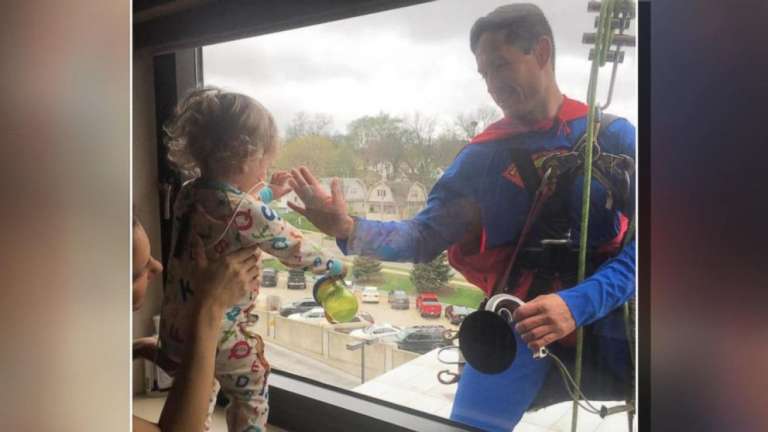 Superman Visits Tiny cancer patient