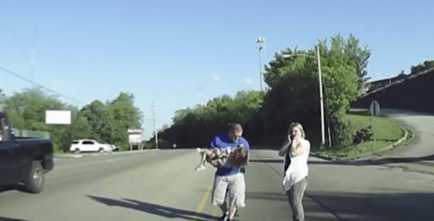 off duty fireman rescues four year old who fell out of bus