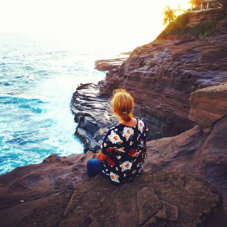 woman at cliff