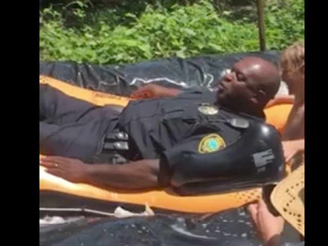 police officer slip and slide