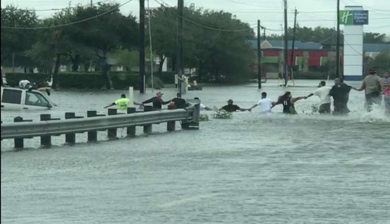 hurricane harvey human chain
