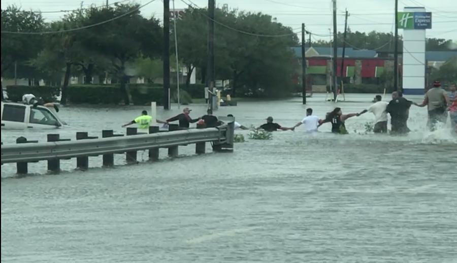 hurricane harvey human chain