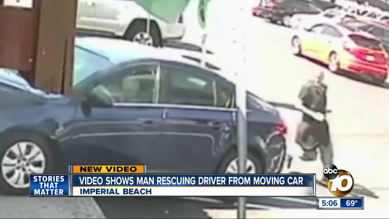 samaritan rescues woman from moving car