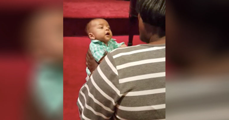baby sings in church
