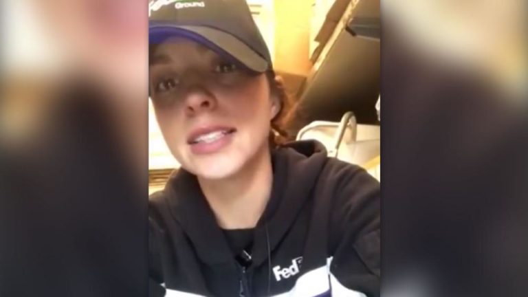 fed ex worker prays for woman