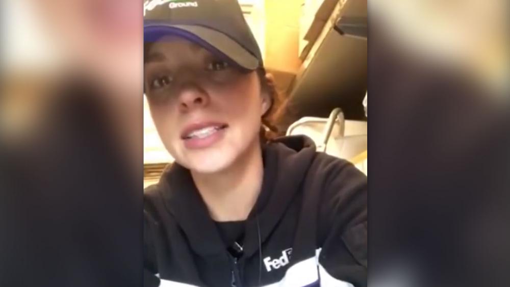 fed ex worker prays for woman