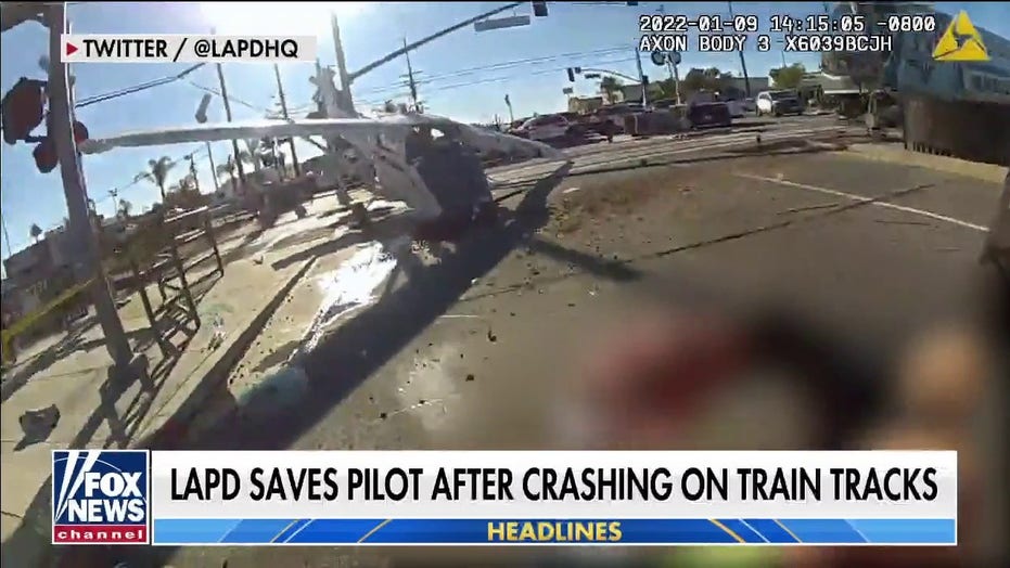 LA PD Rescue Pilot that Crashed onto Railroad Tracks Just In Time