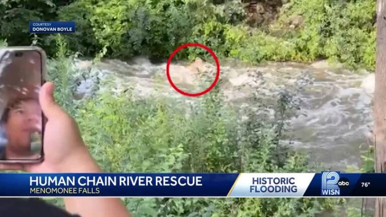 human chain river rescue