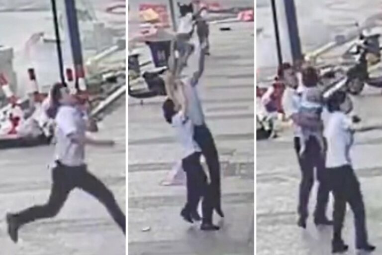 man caught falling child from high floor balcony