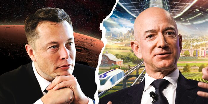 musk and bezos space visions